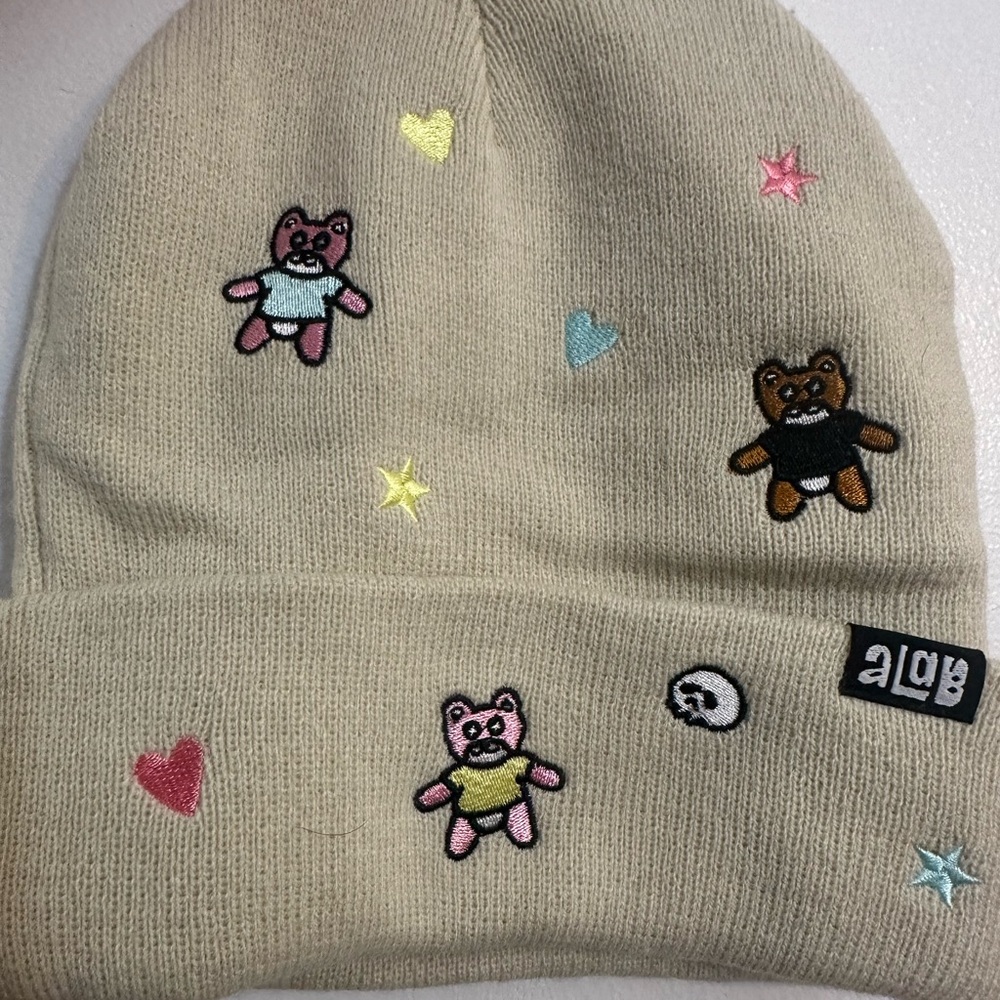 Zumiez beige patchwork beanie